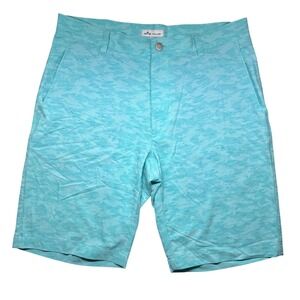 Peter Millar Shorts Men 32 Blue Turquoise Shackleford Fish Camo Hybrid Golf Swim